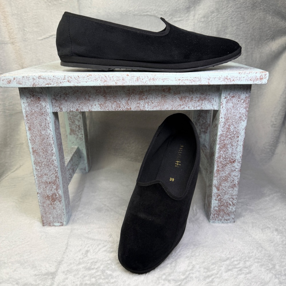 Ballerette Friulane Slipper Flats Womens 39 Black Velvet Venetian Loafers Italy
